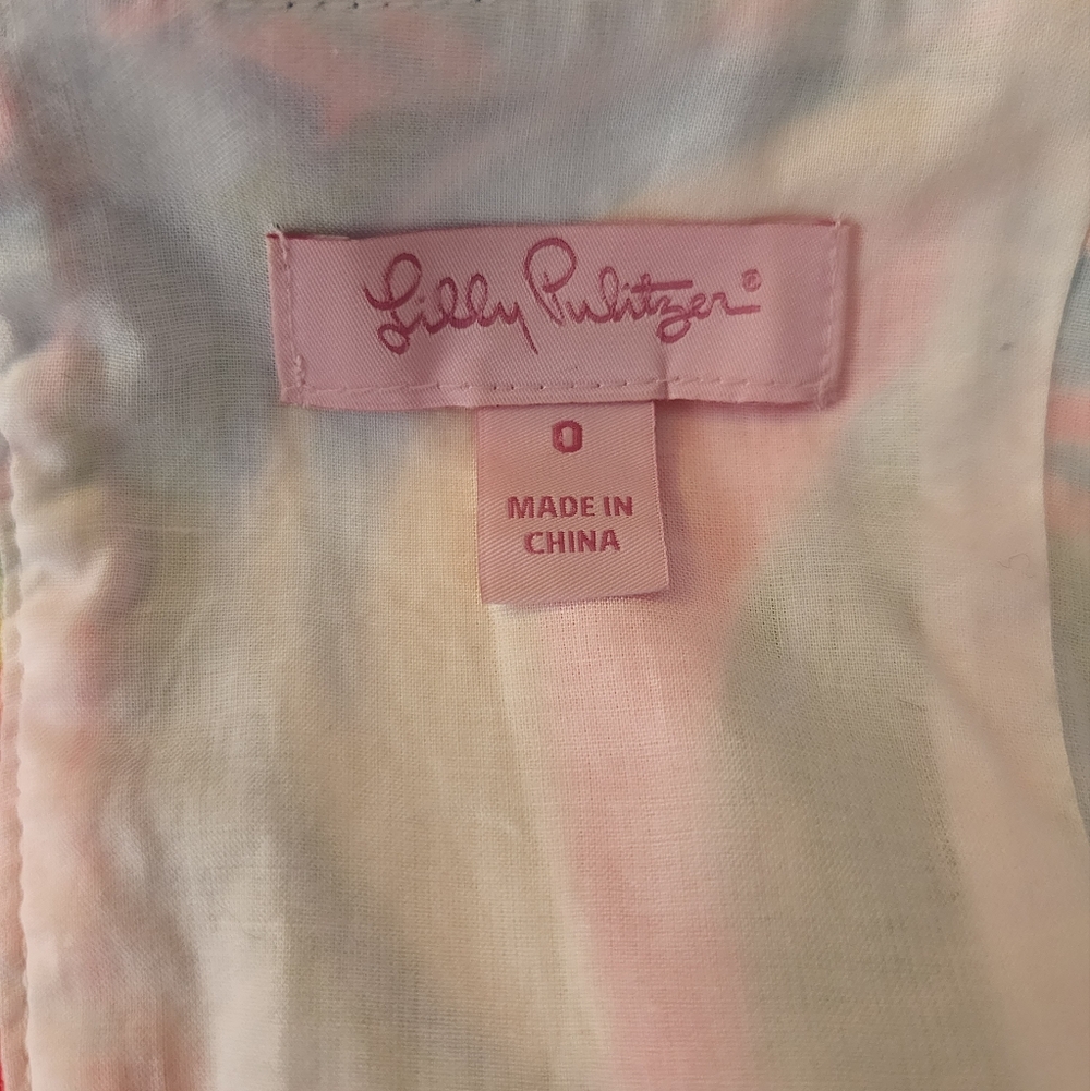 Lilly Pulitzer Cotton Back Zip Shift Dress Size 0 Strapless Racerback - Picture 9 of 12